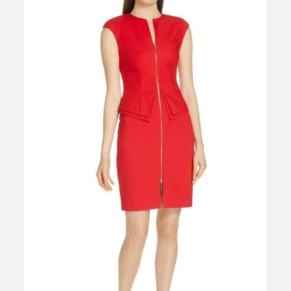 Ted Baker Kwyli Red Peplum Dress size 8, received too late. No longer needed!
